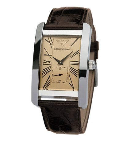 Shop Authentic Emporio Armani Classic Beige Dial Brown Leather Strap Watch For Men - AR0154 - Luxxuri