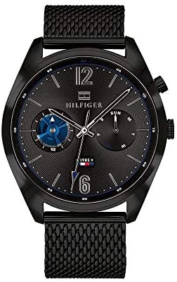 Shop Authentic Tommy Hilfiger Deacon Analog Black Dial Black Mesh Bracelet Watch for Men - 1791547 - Luxxuri