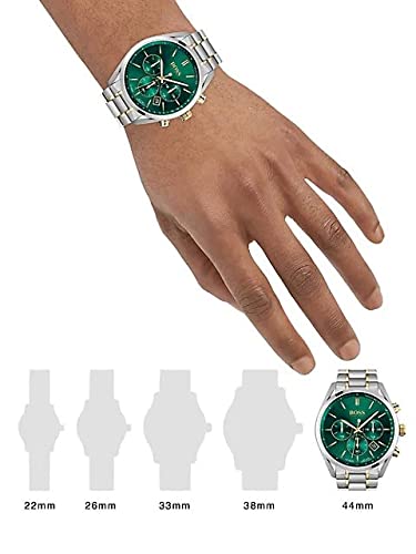 Shop Authentic Hugo Boss Champion Green Dial Silver Steel Strap Watch for Men - 1513878 - Luxxuri