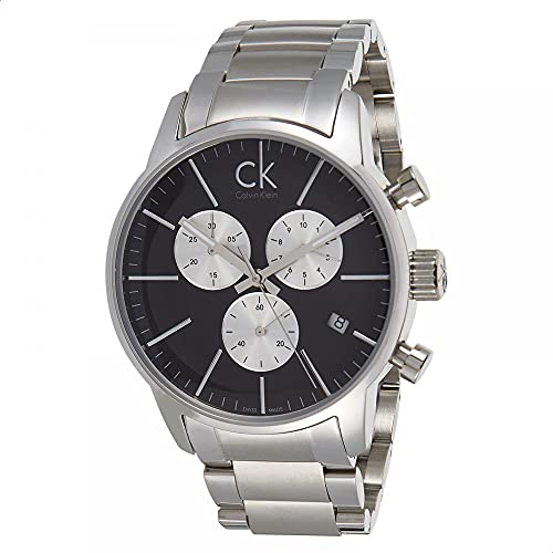 Shop Authentic Calvin Klein City Chronograph Black Dial Silver Steel Strap Watch for Men - K2G2714X - Luxxuri