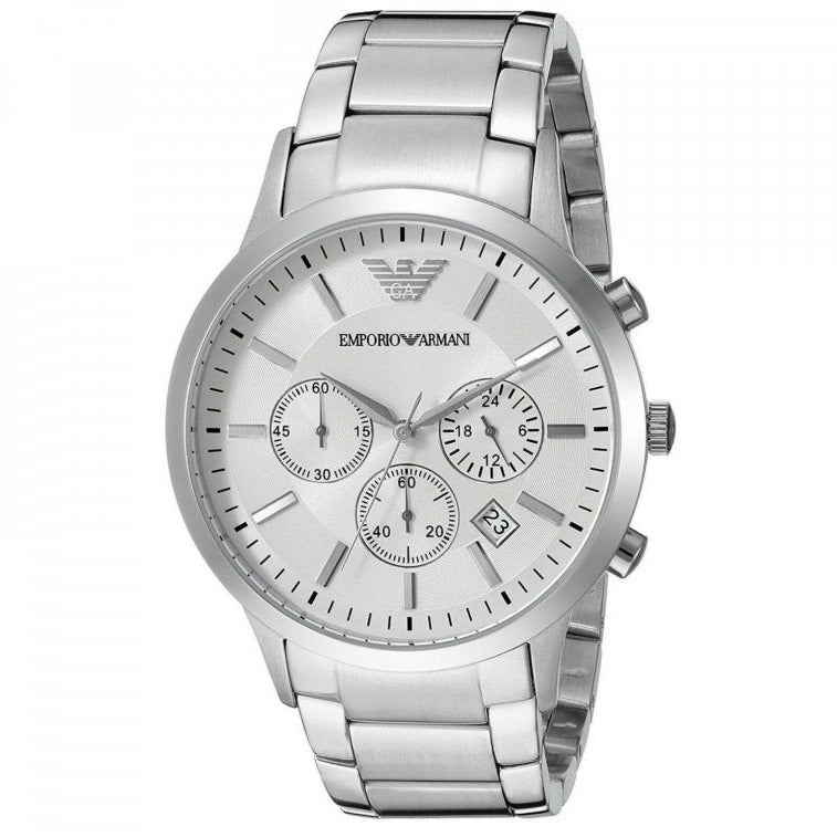 Shop Authentic Emporio Armani Sportivo Chronograph Silver Dial Silver Steel Strap Watch For Men - AR5963 - Luxxuri