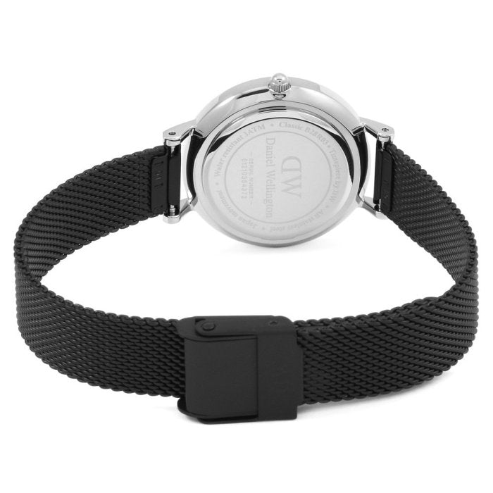 Shop Authentic Daniel Wellington Petite Ashfield Black Dial Black Mesh Strap Watch For Women - DW00100308 - Luxxuri
