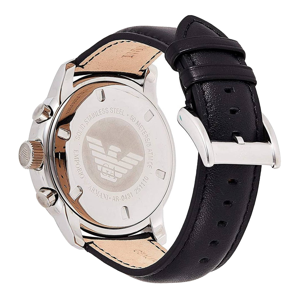 Shop Authentic Emporio Armani Classic Chronograph Black Dial Black Leather Strap Watch For Men - AR0431 - Luxxuri