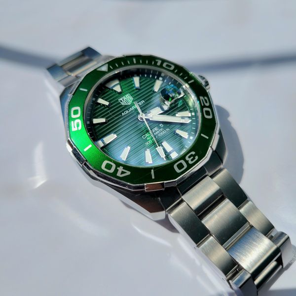 Shop Authentic Tag Heuer Aquaracer Green Dial Watch for Men - WAY201S.BA0927 - Luxxuri