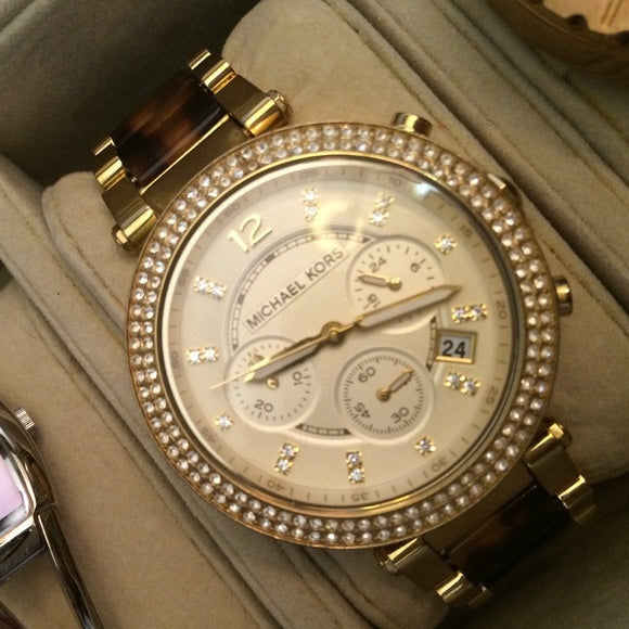 Shop Authentic Michael Kors Parker Gold Dial Two Tone Steel Strap Watch for Women - MK5688 - Luxxuri