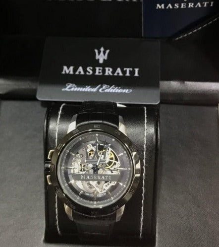 Shop Authentic Maserati Automatic Black Dial Black Leather Strap Watch For Men - R8821119007 - Luxxuri