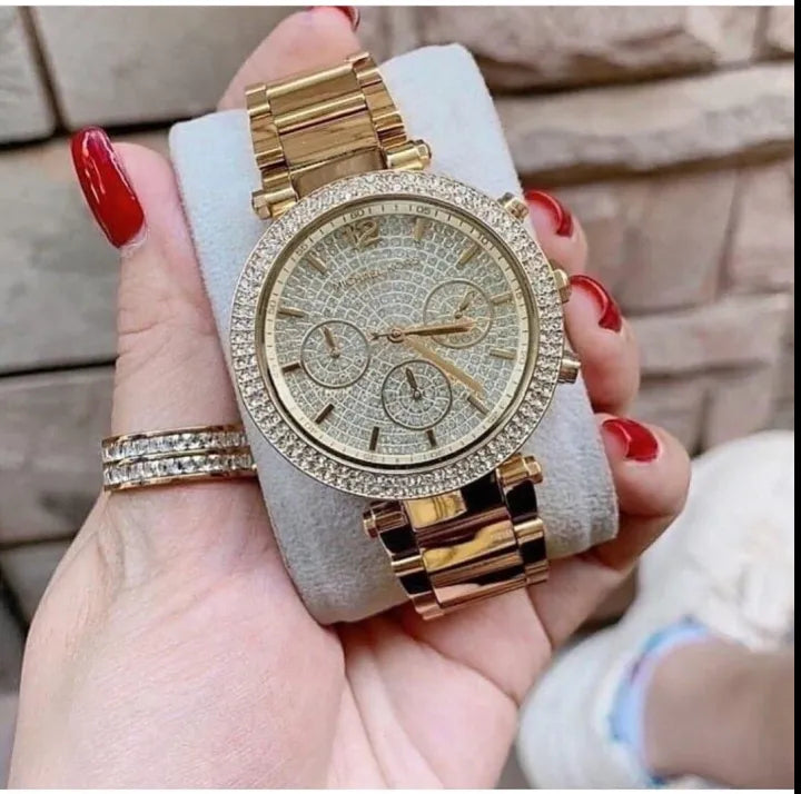 Shop Authentic Michael Kors Parker Gold Dial Gold Steel Strap Watch for Women - MK5856 - Luxxuri