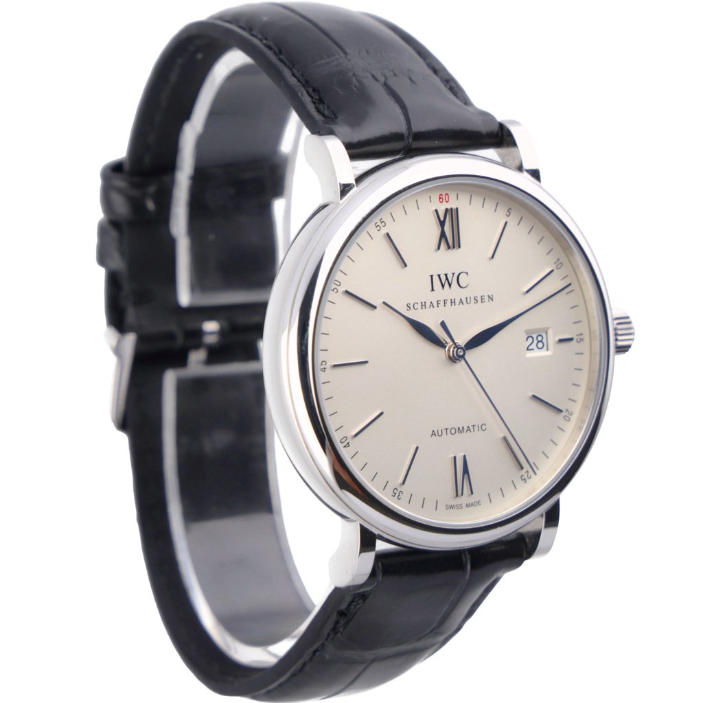 Shop Authentic IWC Portofino Automatic White Dial Black Leather Strap Watch for Men - IW356501 - Luxxuri