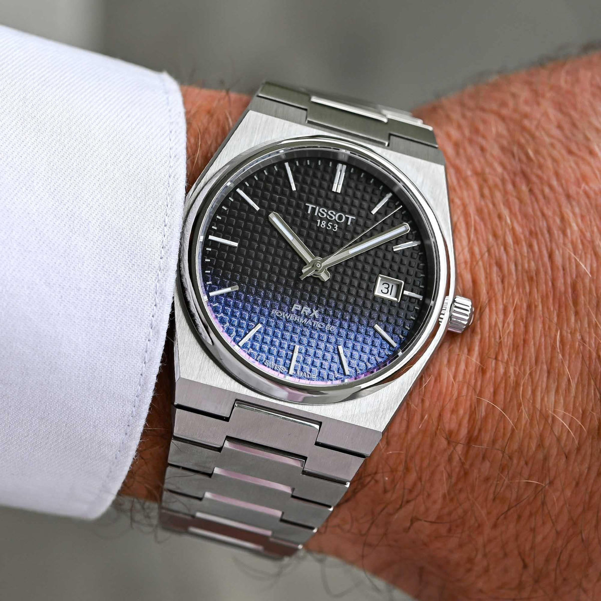 Shop Authentic Tissot Powermatic 80 Automatic Gradient Blue Dial Silver Steel Strap Watch for Men - T137.407.11.051.01 - Luxxuri