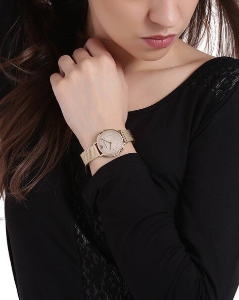 Shop Authentic Emporio Armani Kappa Pink Dial Pink Mesh Bracelet Watch For Women - AR11129 - Luxxuri