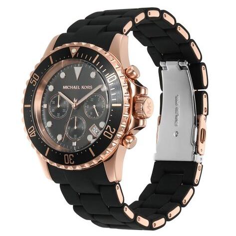 Shop Authentic Michael Kors Everest Chronograph Black Dial Black Silicone Strap Watch For Men - MK9055 - Luxxuri