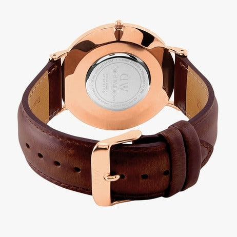 Shop Authentic Daniel Wellington Classic St Mawes Black Dial Brown Leather Strap Watch For Men - DW00100124 - Luxxuri