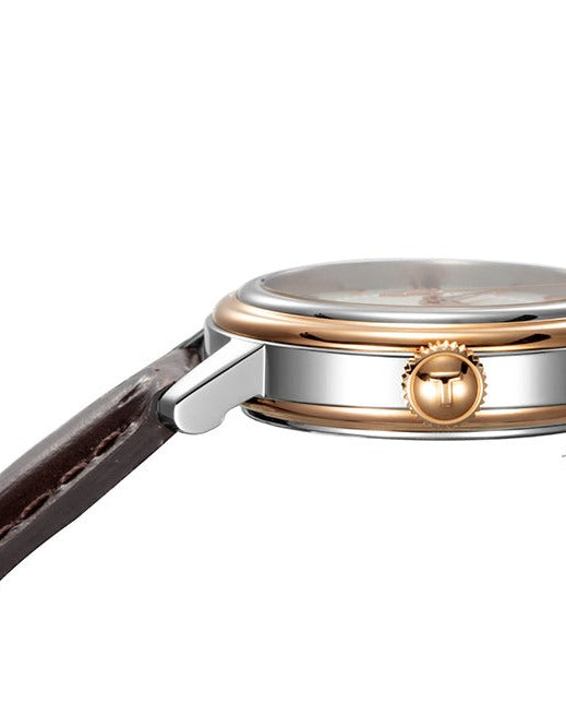 Shop Authentic Tissot Bridgeport Lady White Dial Brown Leather Strap Watch For Women - T097.010.26.118.00 - Luxxuri
