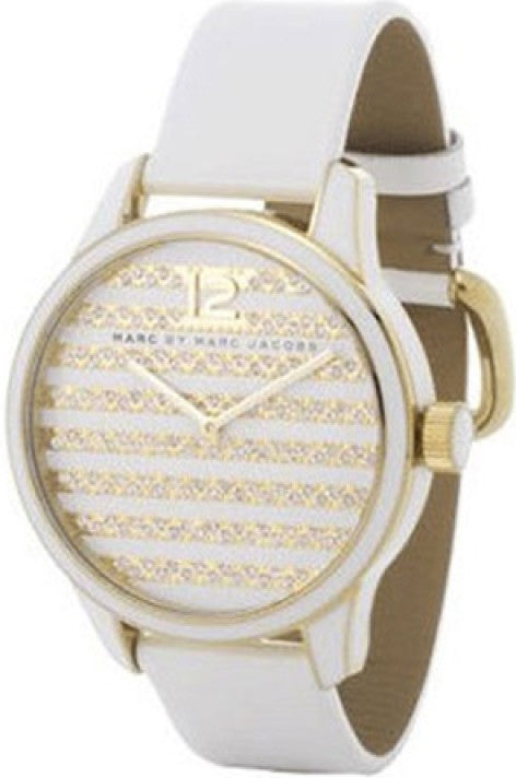 Shop Authentic Marc Jacobs Lidia Stripe White Dial White Leather Strap Watch for Women - MBM1164 - Luxxuri