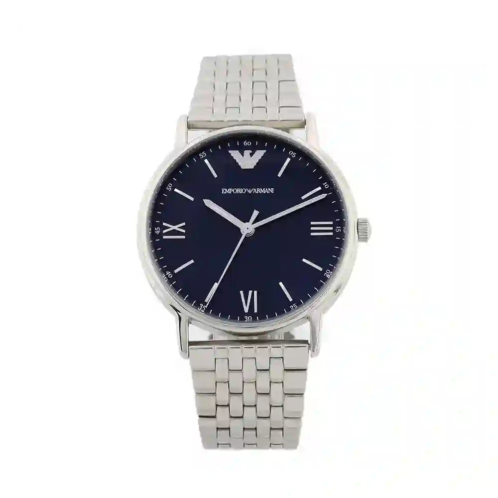 Shop Authentic Emporio Armani Kappa Quartz Blue Dial Silver Steel Strap Watch For Men - AR80010 - Luxxuri