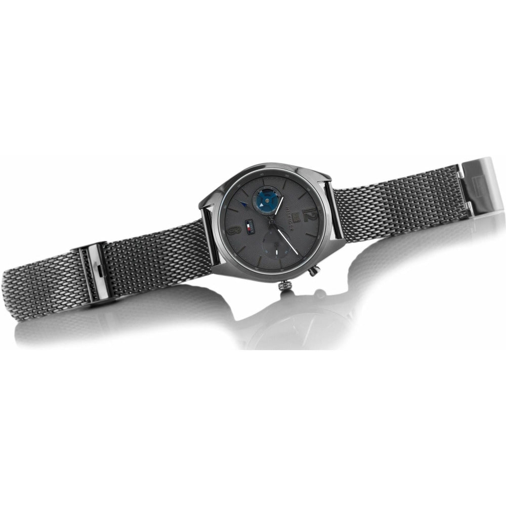 Shop Authentic Tommy Hilfiger Deacon Multifunction Black Dial Black Mesh Bracelet Watch for Men - 1791546 - Luxxuri