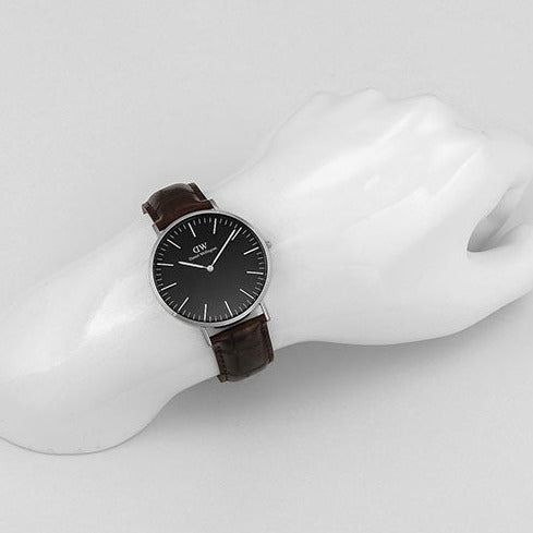Shop Authentic Daniel Wellington Classic York Black Dial Brown Leather Strap Watch For Men - DW00100134 - Luxxuri