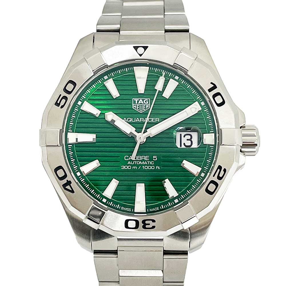 Shop Authentic Tag Heuer Aquaracer Calibre 5 Automatic Green Dial Silver Steel Strap Watch for Men - WAY2015.BA0927 - Luxxuri