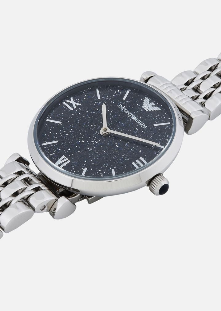 Shop Authentic Emporio Armani Gianni T Bar Dark Blue Dial Silver Stainless Steel Watch For Women - AR11091 - Luxxuri