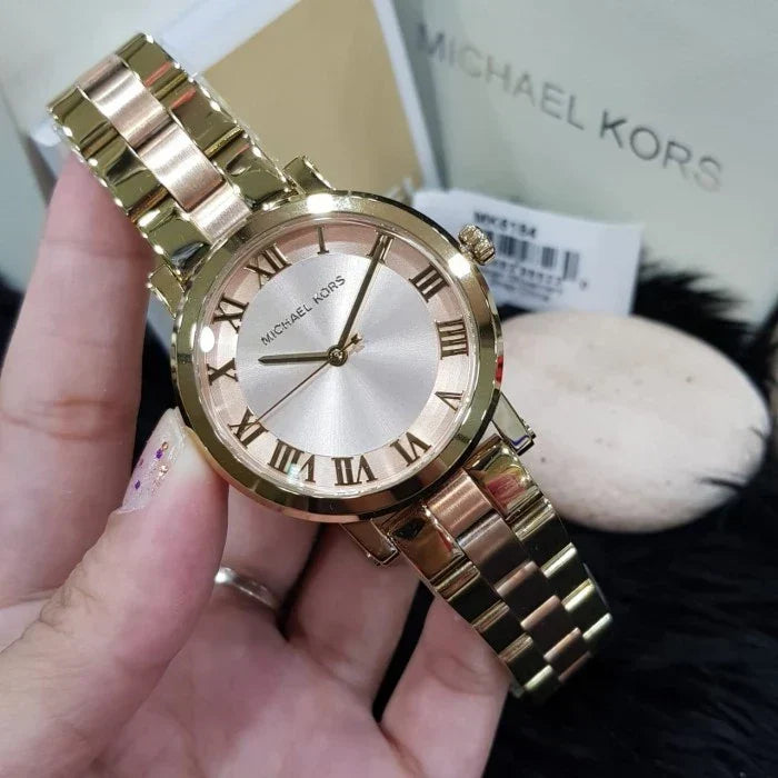 Shop Authentic Michael Kors Norie Gold Dial Two Tone Steel Strap Watch for Women - MK3586 - Luxxuri