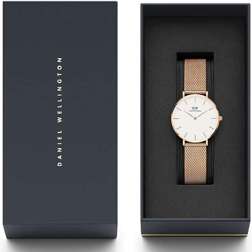 Shop Authentic Daniel Wellington Classic Petite Melrose White Dial Rose Gold Mesh Bracelet Watch For Women - DW00100163 - Luxxuri