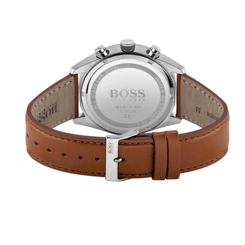 Shop Authentic Hugo Boss Champion White Dial Brown Leather Strap Watch for Men - 1513879 - Luxxuri