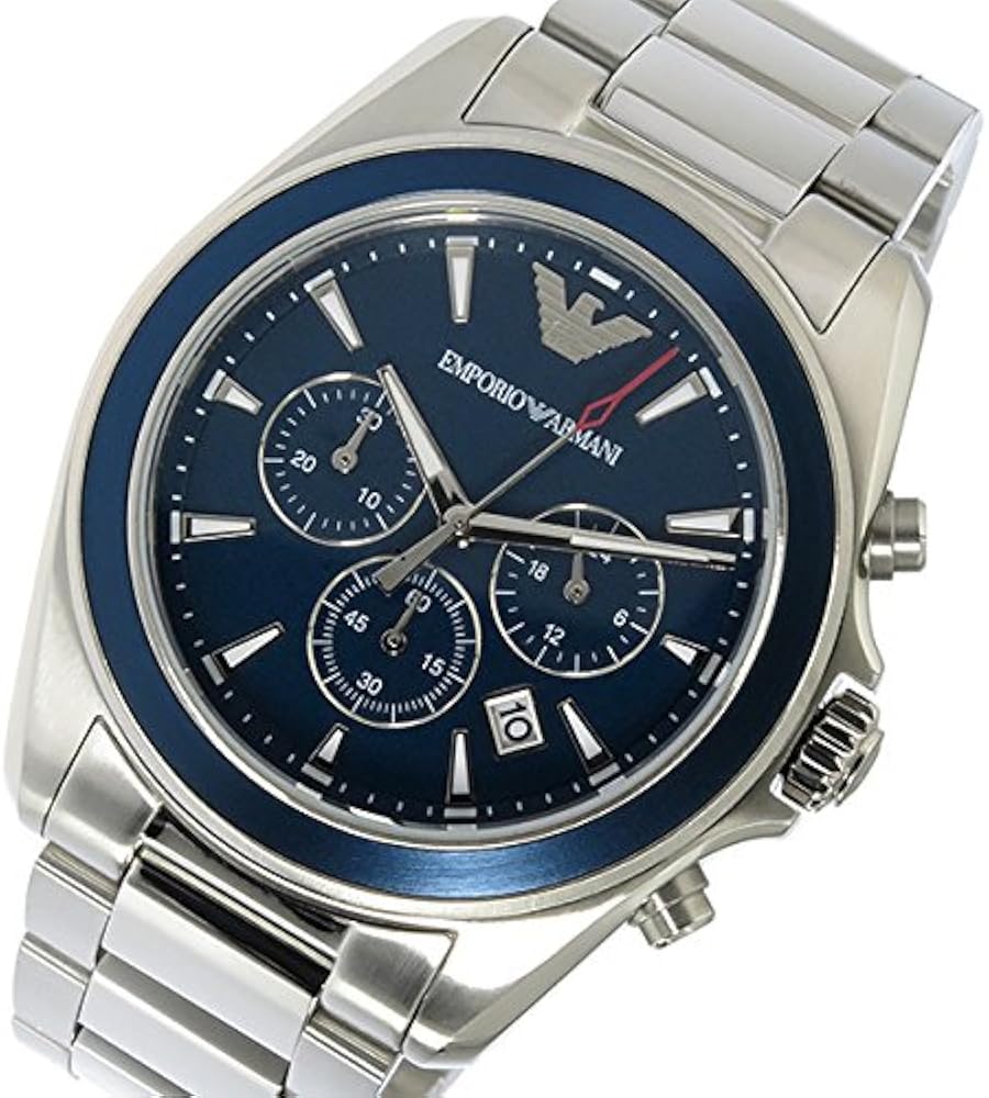Shop Authentic Emporio Armani Sportivo Chronograph Blue Dial Silver Steel Strap Watch For Men - AR6091 - Luxxuri