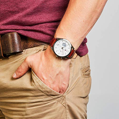 Shop Authentic Tommy Hilfiger Deacon White Dial Brown Leather Strap Watch for Men - 1791550 - Luxxuri