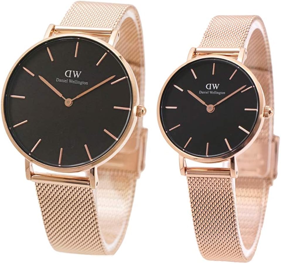 Shop Authentic Daniel Wellington Petite Melrose Black Dial Rose Gold Mesh Strap Watch For Women - DW00100303 - Luxxuri