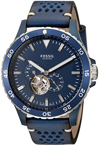 Shop Authentic Fossil Crewmaster Sports Automatic Blue Dial Blue Leather Strap Watch for Men - ME3149 - Luxxuri