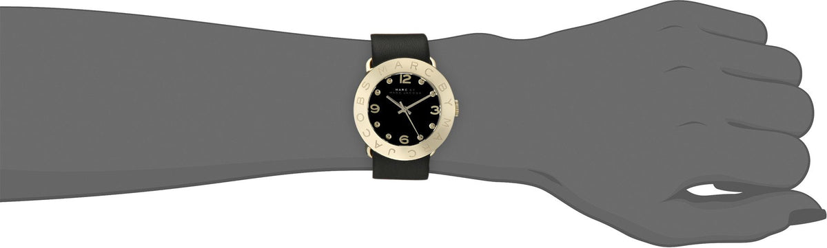 Shop Authentic Marc Jacobs Amy Black Dial Black Leather Strap Watch for Women - MBM1154 - Luxxuri