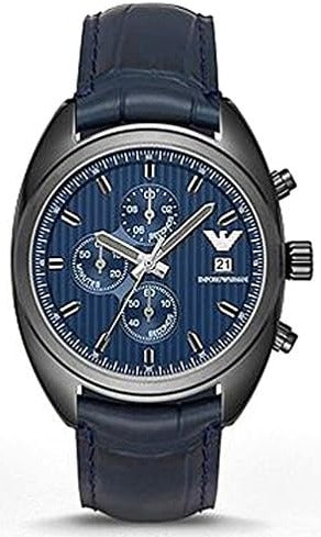 Shop Authentic Emporio Armani Sportivo Chronograph Blue Dial Blue Leather Strap Watch For Men - AR6126 - Luxxuri