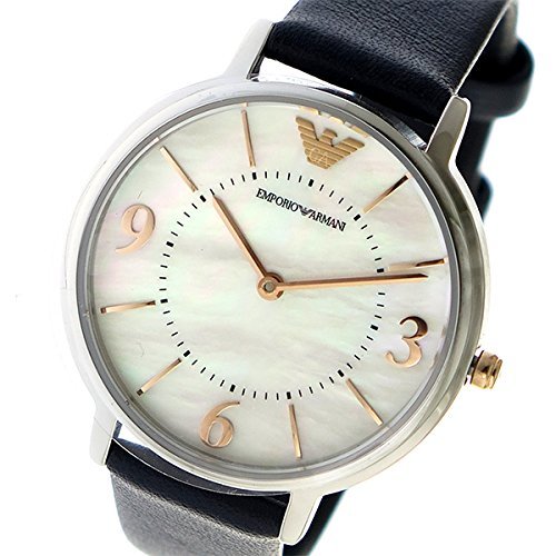 Shop Authentic Emporio Armani Kappa White Mother of Pearl Dial Black Leather Strap Watch For Women - AR2509 - Luxxuri