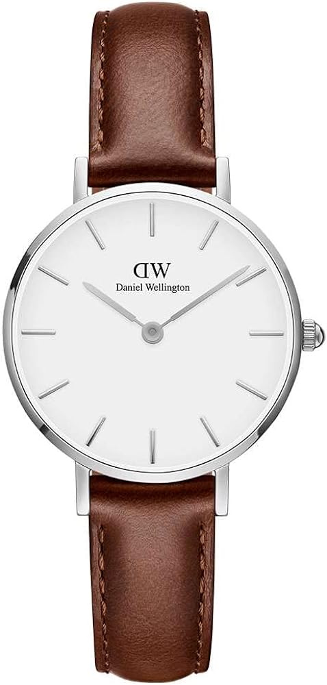 Shop Authentic Daniel Wellington Petite White Dial Brown Leather Strap Watch For Women - DW00100243 - Luxxuri