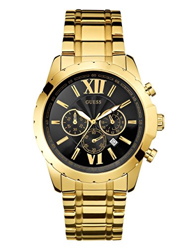 Shop Authentic Guess Optic Multifunction Black Dial Gold Steel Strap Watch for Men - W0193G1 - Luxxuri