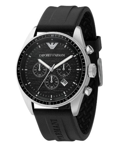 Shop Authentic Emporio Armani Sportivo Chronograph Black Dial Black Rubber Strap Watch For Men - AR0527 - Luxxuri