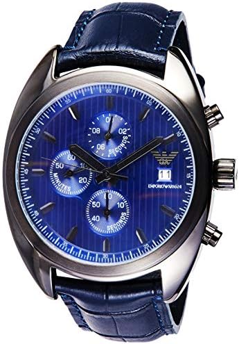 Shop Authentic Emporio Armani Sportivo Chronograph Blue Dial Blue Leather Strap Watch For Men - AR6126 - Luxxuri