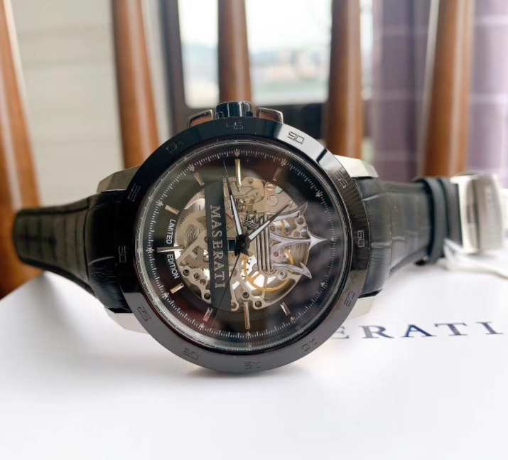 Shop Authentic Maserati Automatic Black Dial Black Leather Strap Watch For Men - R8821119007 - Luxxuri