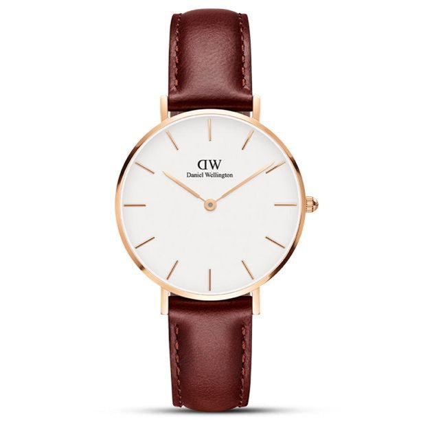 Shop Authentic Daniel Wellington Petite St Mawes White Dial Brown Leather Strap Watch For Women - DW00100175 - Luxxuri
