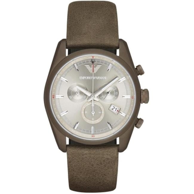 Shop Authentic Emporio Armani Sportivo Chronograph Silver Dial Brown Leather Strap Watch For Men - AR6076 - Luxxuri
