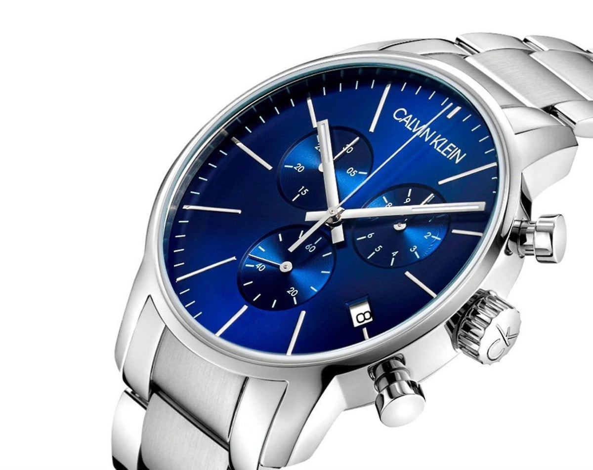 Shop Authentic Calvin Klein City Chronograph Blue Dial Silver Steel Strap Watch for Men - K2G2714N - Luxxuri