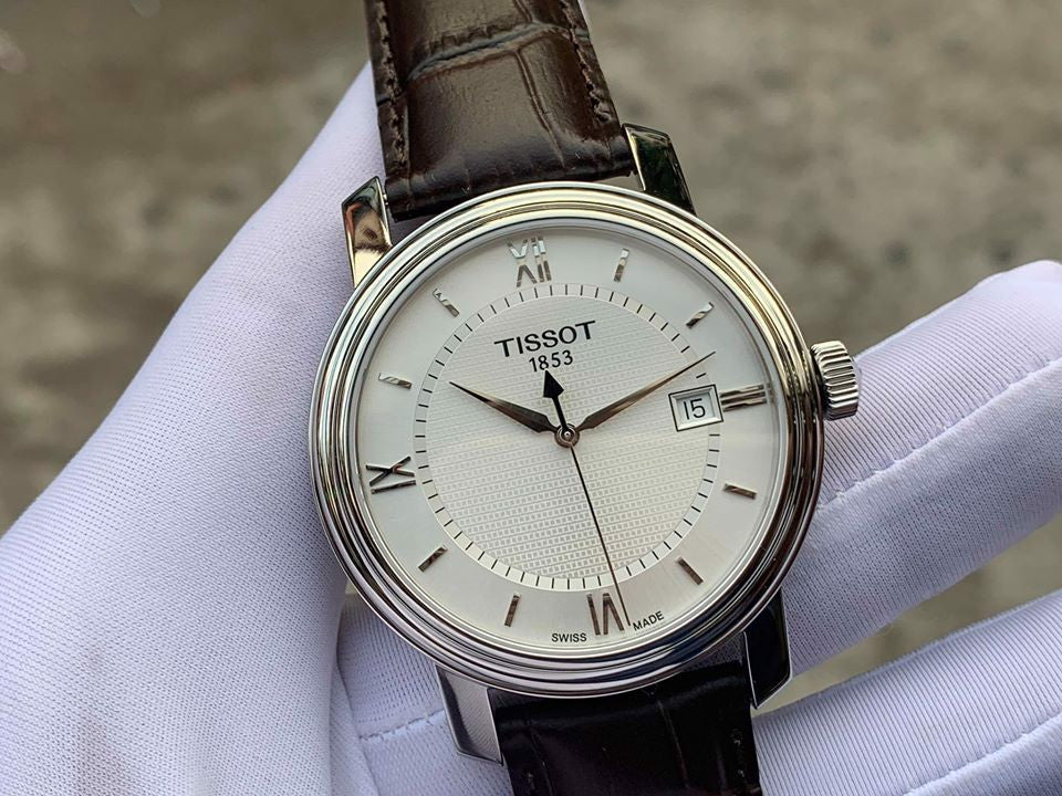 Shop Authentic Tissot T Classic Bridgeport Silver Dial Brown Leather Strap Watch For Men - T097.410.16.038.00 - Luxxuri