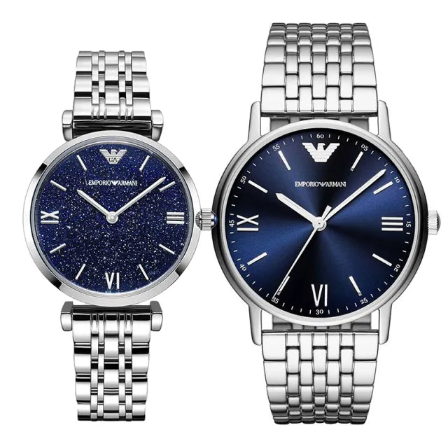 Shop Authentic Emporio Armani Kappa Quartz Blue Dial Silver Steel Strap Watch For Men - AR80010 - Luxxuri