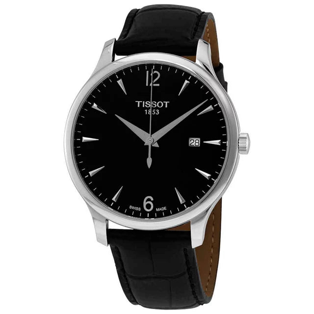 Shop Authentic Tissot T Classic Tradition Black Dial Black Leather Strap Watch For Men - T063.610.16.057.00 - Luxxuri