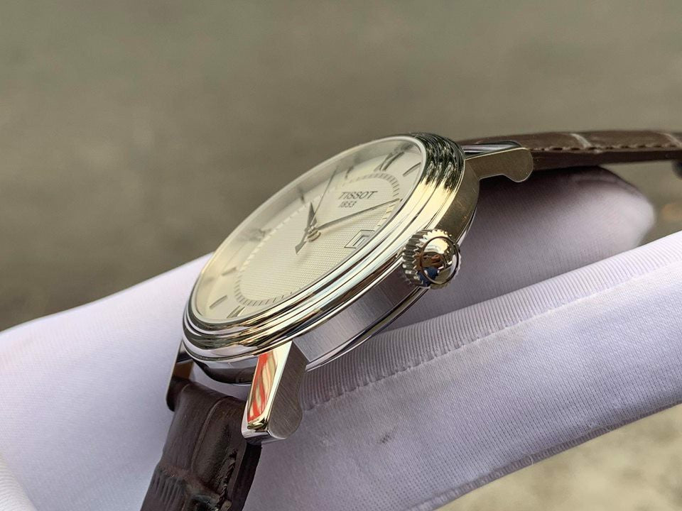 Shop Authentic Tissot T Classic Bridgeport Silver Dial Brown Leather Strap Watch For Men - T097.410.16.038.00 - Luxxuri