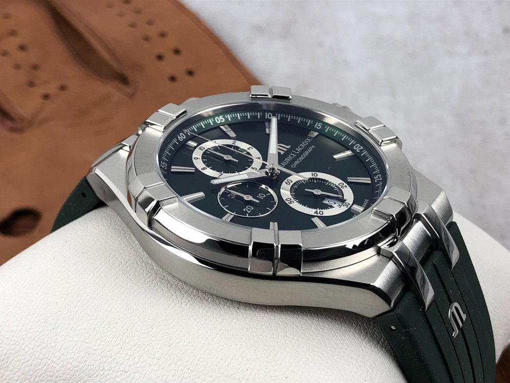 Shop Authentic Maurice Lacroix Aikon Chronograph Black Dial Black Leather Strap Watch for Men - AI1018-SS001-330-2 - Luxxuri