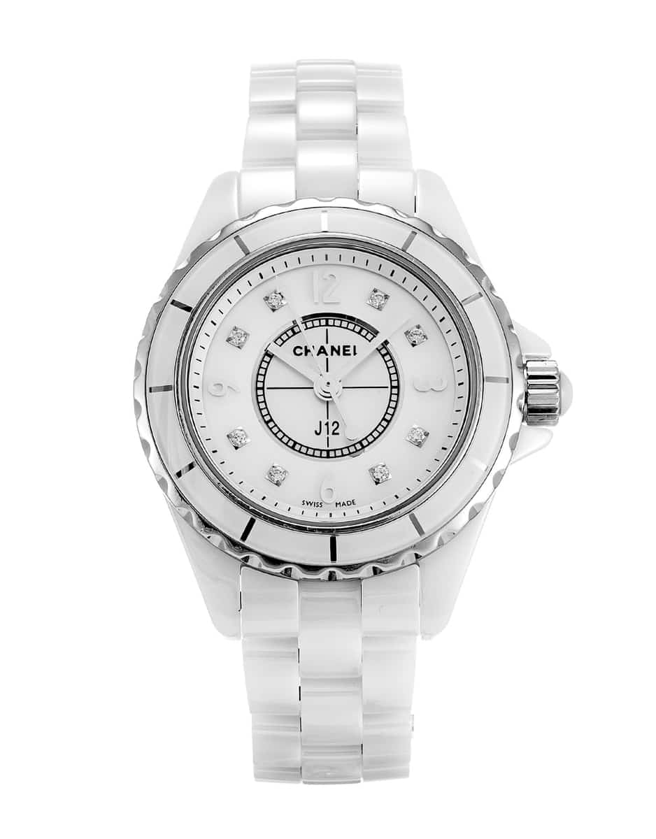 Shop Authentic Chanel J12 Diamonds Quartz Mother of Pearl White Dial White Steel Strap Watch for Women - J12 H2570 - Luxxuri