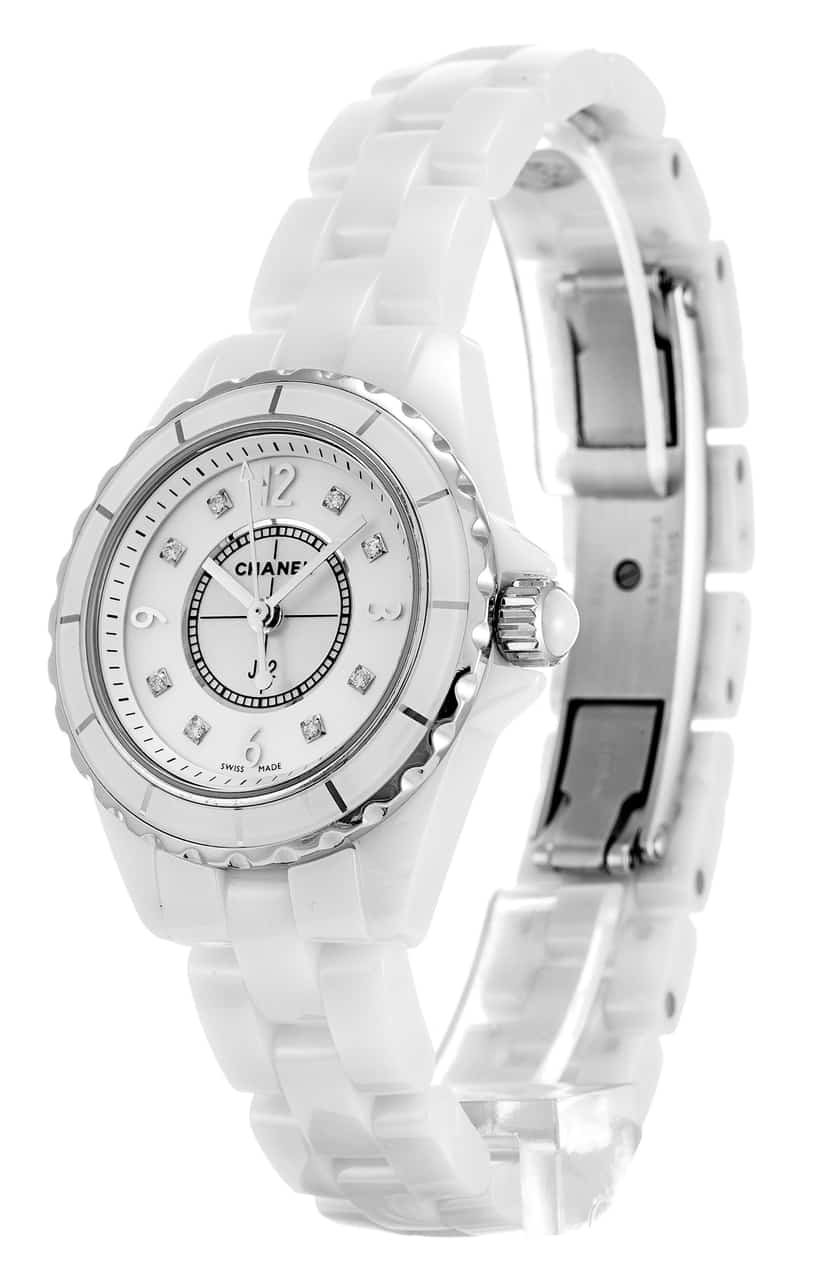 Shop Authentic Chanel J12 Diamonds Quartz Mother of Pearl White Dial White Steel Strap Watch for Women - J12 H2570 - Luxxuri