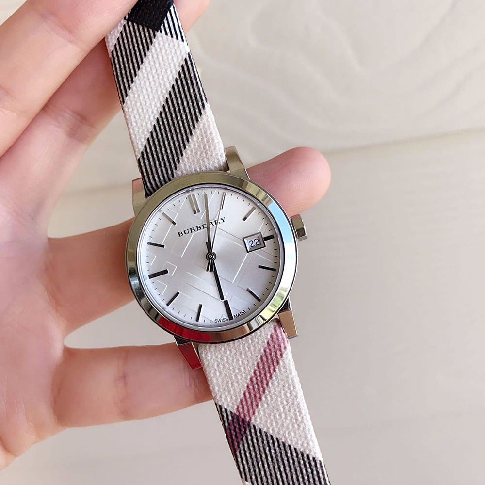 Shop Authentic Burberry The City White Dial Brown Leather Strap Watch for Women - BU9113 - Luxxuri