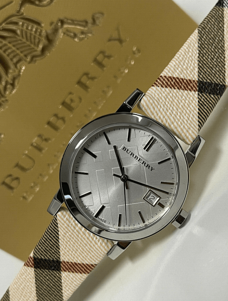 Shop Authentic Burberry The City White Dial Brown Leather Strap Watch for Women - BU9113 - Luxxuri
